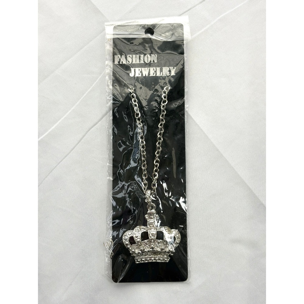 Crown Pendant Necklace Women Silver New Princesscore Royalty Y2K Bling Gift